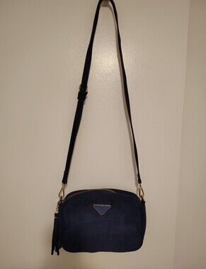 Navy Crossbody Bag with Tassel Accent